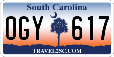 SC license plate OGY617