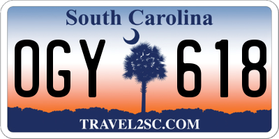 SC license plate OGY618
