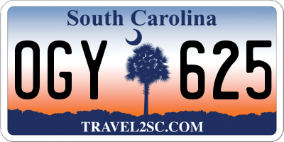 SC license plate OGY625