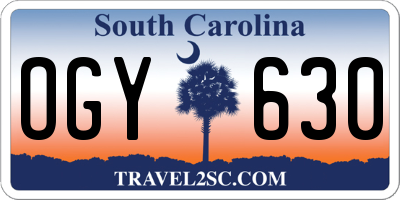 SC license plate OGY630