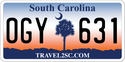 SC license plate OGY631