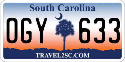 SC license plate OGY633