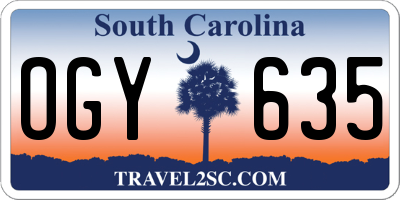 SC license plate OGY635