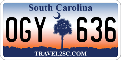 SC license plate OGY636