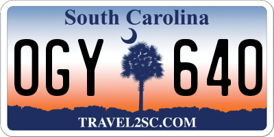 SC license plate OGY640