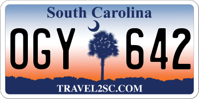 SC license plate OGY642