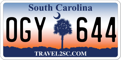 SC license plate OGY644