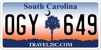 SC license plate OGY649