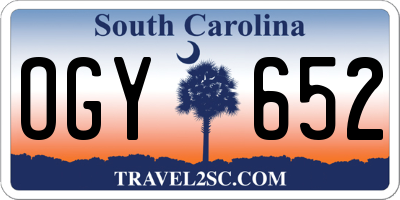 SC license plate OGY652