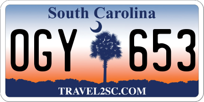 SC license plate OGY653