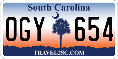 SC license plate OGY654