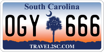 SC license plate OGY666