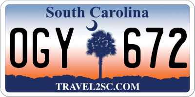 SC license plate OGY672