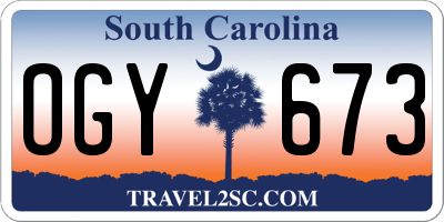 SC license plate OGY673