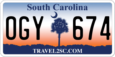 SC license plate OGY674
