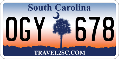 SC license plate OGY678