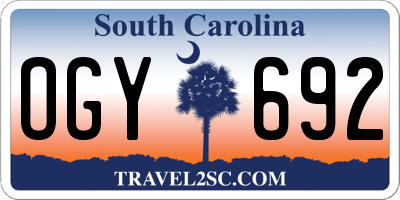 SC license plate OGY692