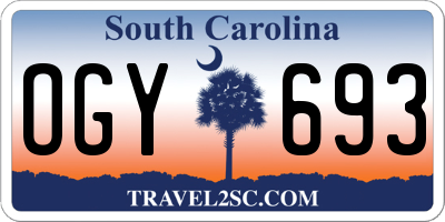 SC license plate OGY693