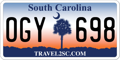 SC license plate OGY698