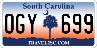 SC license plate OGY699