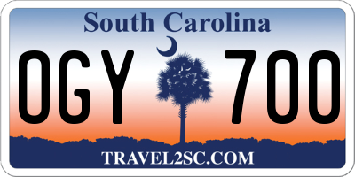 SC license plate OGY700