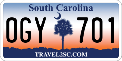 SC license plate OGY701