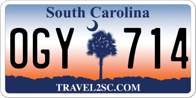 SC license plate OGY714