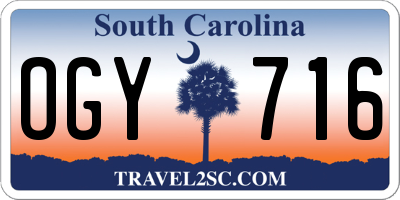 SC license plate OGY716