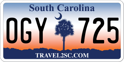 SC license plate OGY725