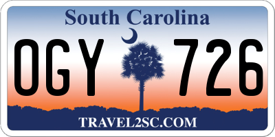 SC license plate OGY726