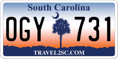 SC license plate OGY731
