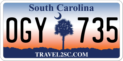 SC license plate OGY735
