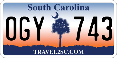 SC license plate OGY743