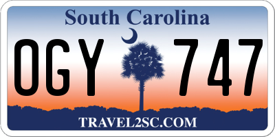 SC license plate OGY747
