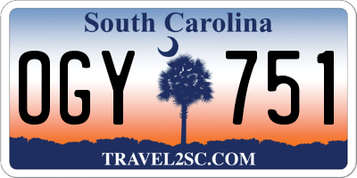 SC license plate OGY751