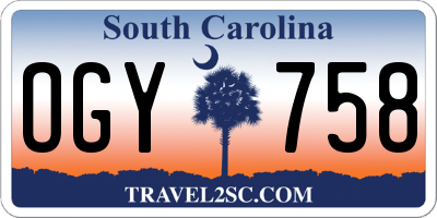 SC license plate OGY758