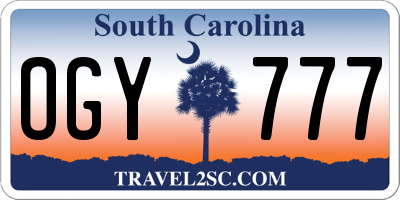 SC license plate OGY777
