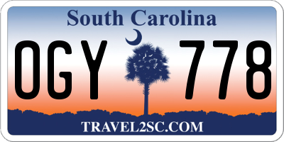 SC license plate OGY778