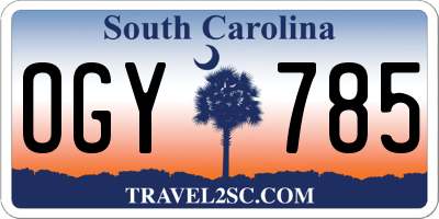 SC license plate OGY785