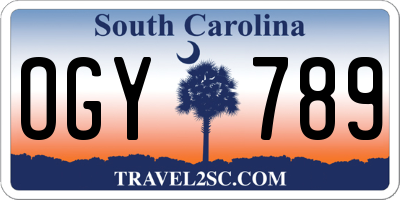 SC license plate OGY789