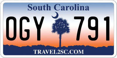 SC license plate OGY791