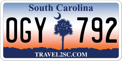 SC license plate OGY792