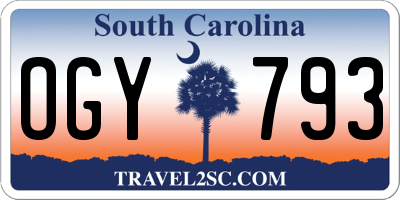 SC license plate OGY793