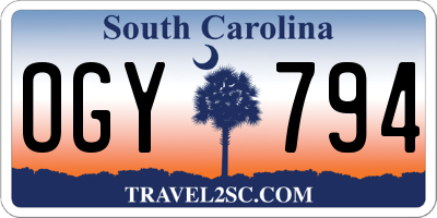SC license plate OGY794
