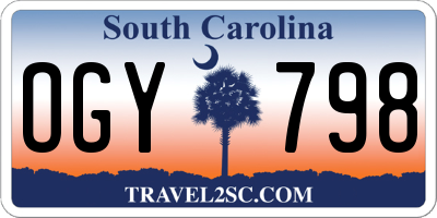 SC license plate OGY798
