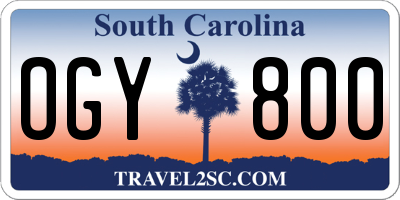 SC license plate OGY800