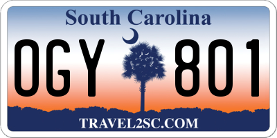 SC license plate OGY801