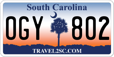 SC license plate OGY802