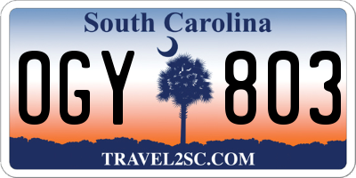 SC license plate OGY803