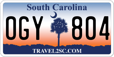 SC license plate OGY804